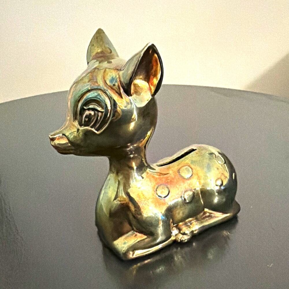 Metal Deer Figurine Coin Bank with Slot, Collectible Deer Animal Figurine